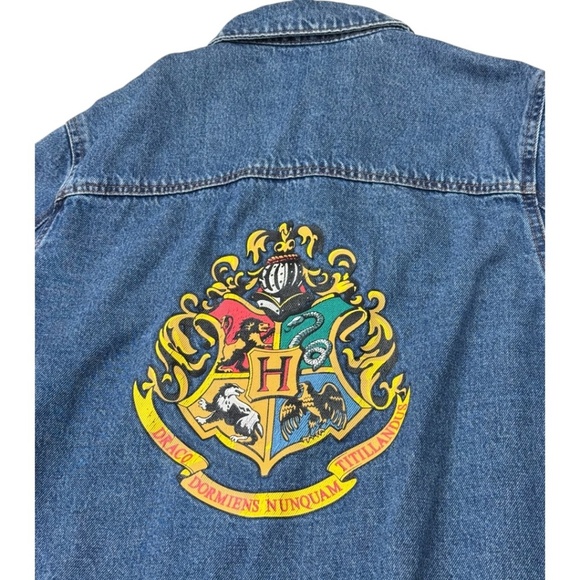 Harry Potter Hogwarts Denim Jean Jacket Size 10 - Picture 3 of 11